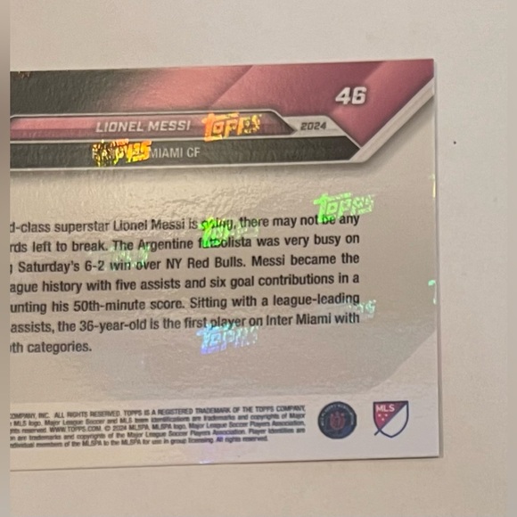 Trading card soccer 2024 Topps Now 5-4 # 46 Lionel Messi F. Intermiami CF - Picture 8 of 8